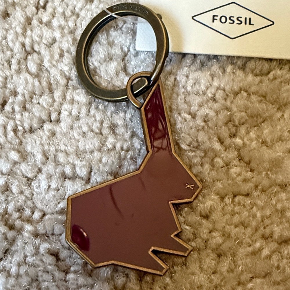 Fossil Maroon Rabbit Keychain - Picture 3 of 4
